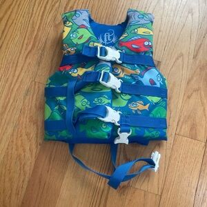 Kids Fish Print Life Vest - Blue and Green
